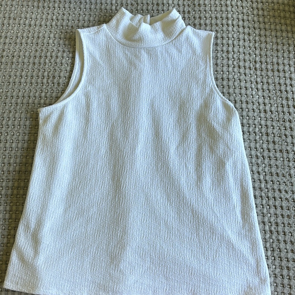 Sleeveless mock neck Loft blouse.